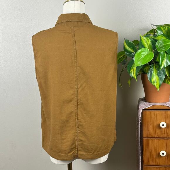 Alexander Jordan Brown Sleeveless Linen Blend Button Blouse Size Medium - Picture 3 of 11
